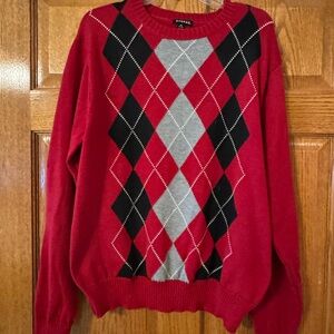 George Red Argyle Sweater